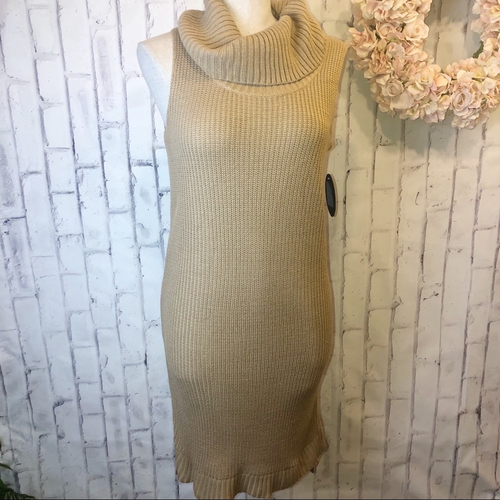 NEW brown turtleneck sleeveless sweater dress - Picture 1 of 8
